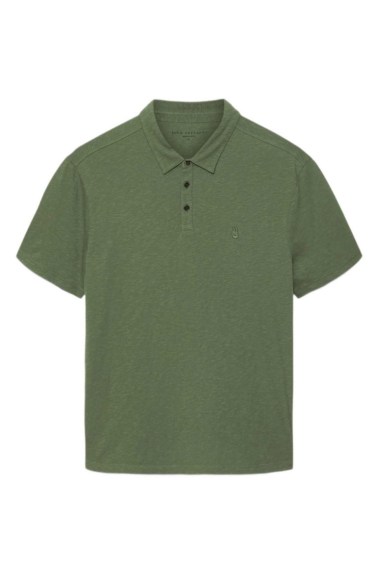 John Varvatos Victor Embroidered Peace Sign Organic Cotton Slub Polo, Main, color,