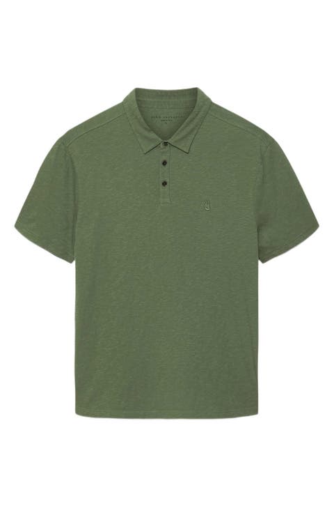 Victor Embroidered Peace Sign Organic Cotton Slub Polo