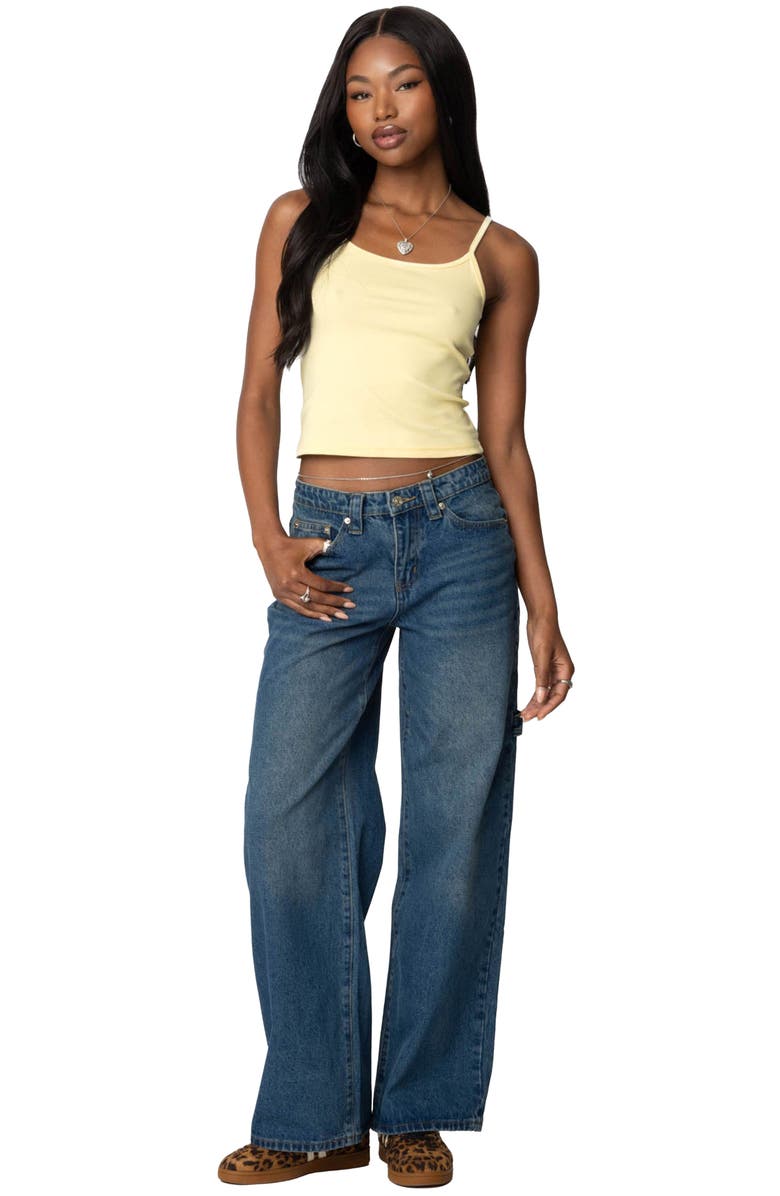 EDIKTED Deanna Stretch Cotton Crop Camisole, Alternate, color, Yellow