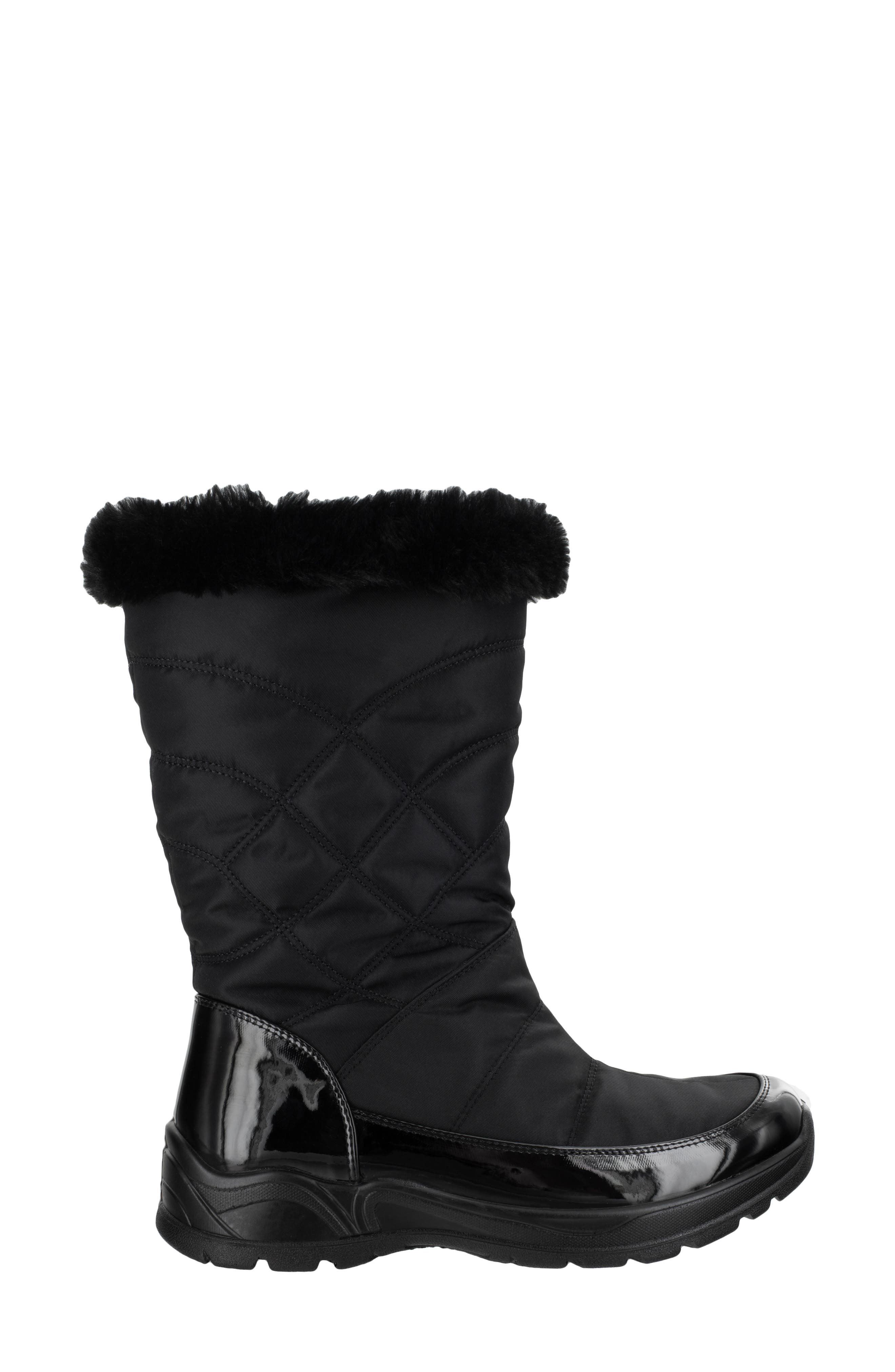 EASY STREET Cuddle Faux Fur Waterproof Boot, Alternate, color, Black Nylon