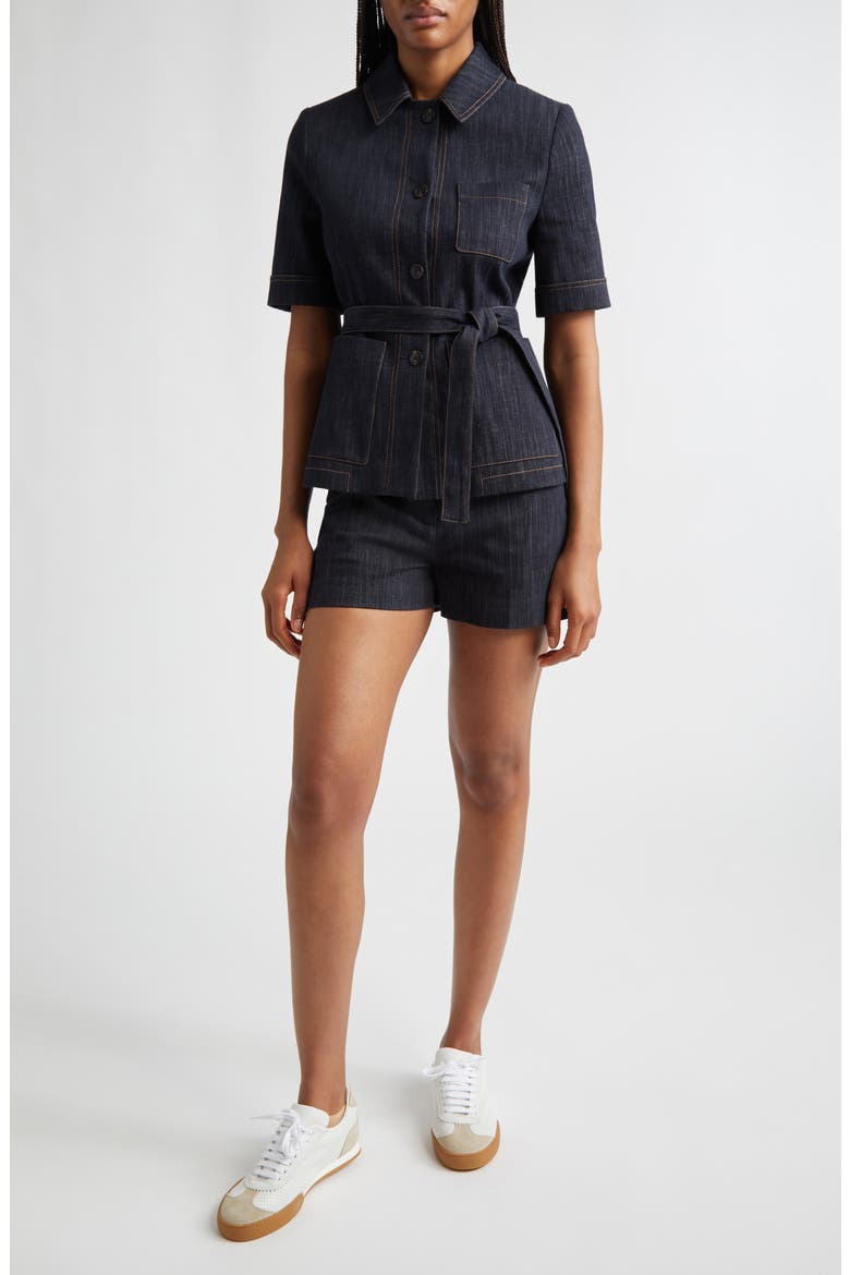 Belted Denim Jacket, Alternate, color, BLUE