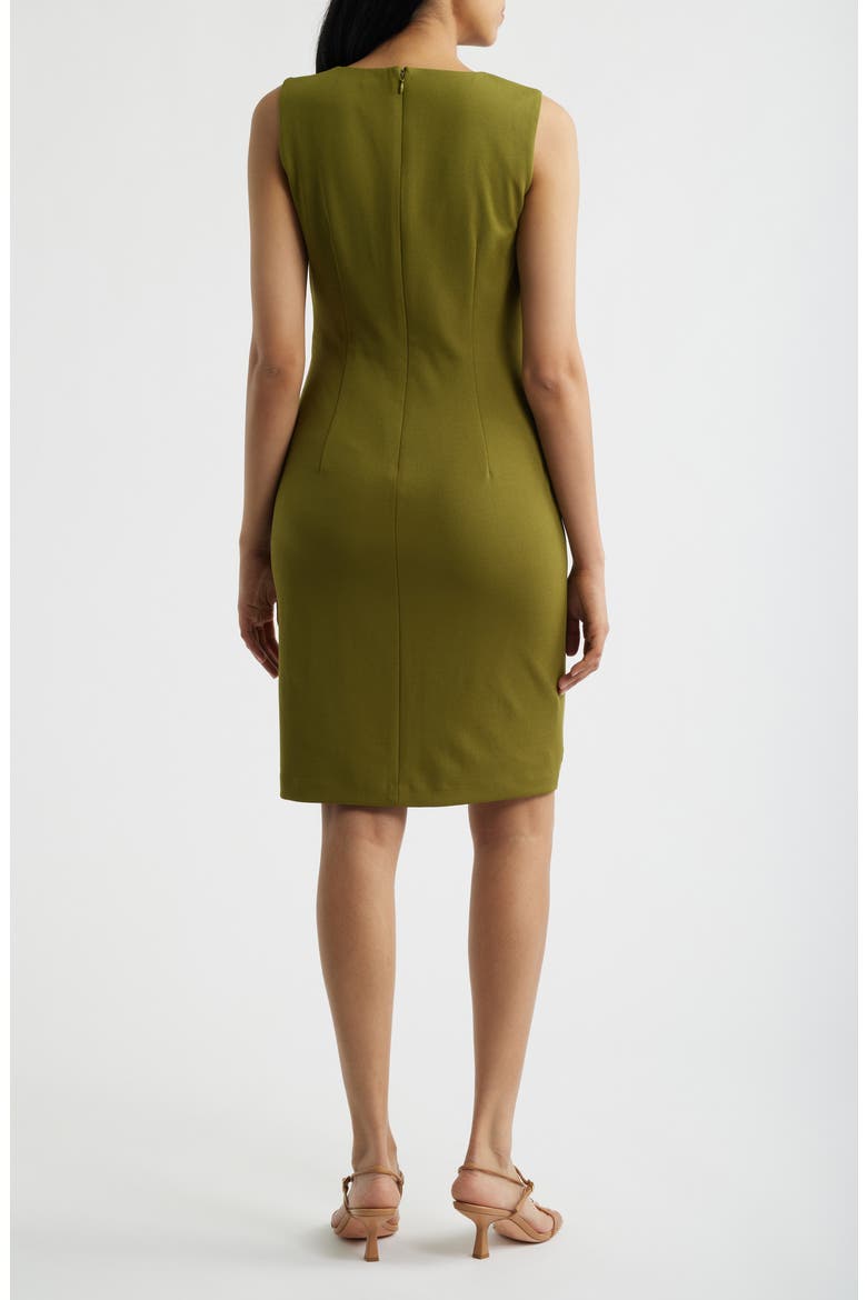 Radiant Pleat Scuba Crepe Sheath Dress, Alternate, color, IVY