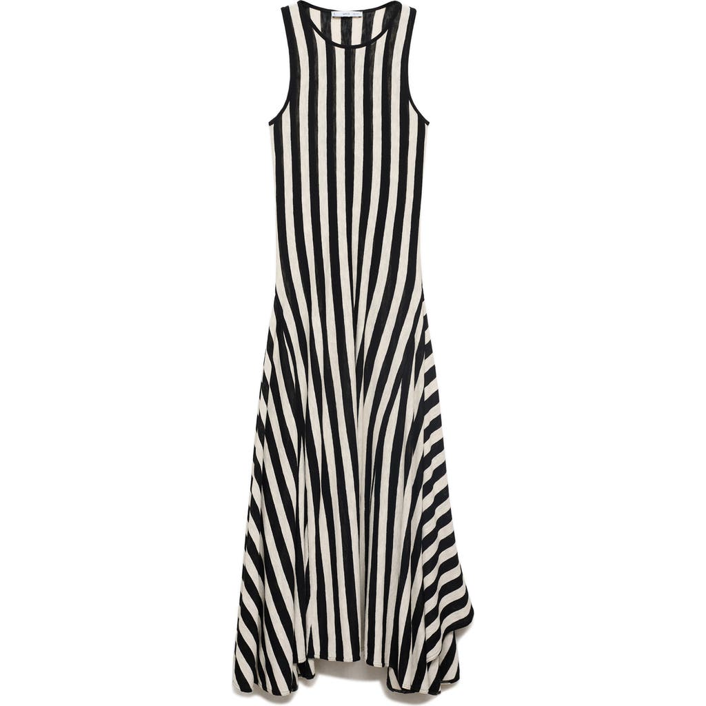 Mango Asymmetric Sleeveless Knit Maxi Dress In Black