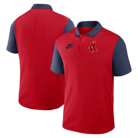 Men's Nike Red/Navy Boston Red Sox Cooperstown Collection Color-Block Victory Performance Polo