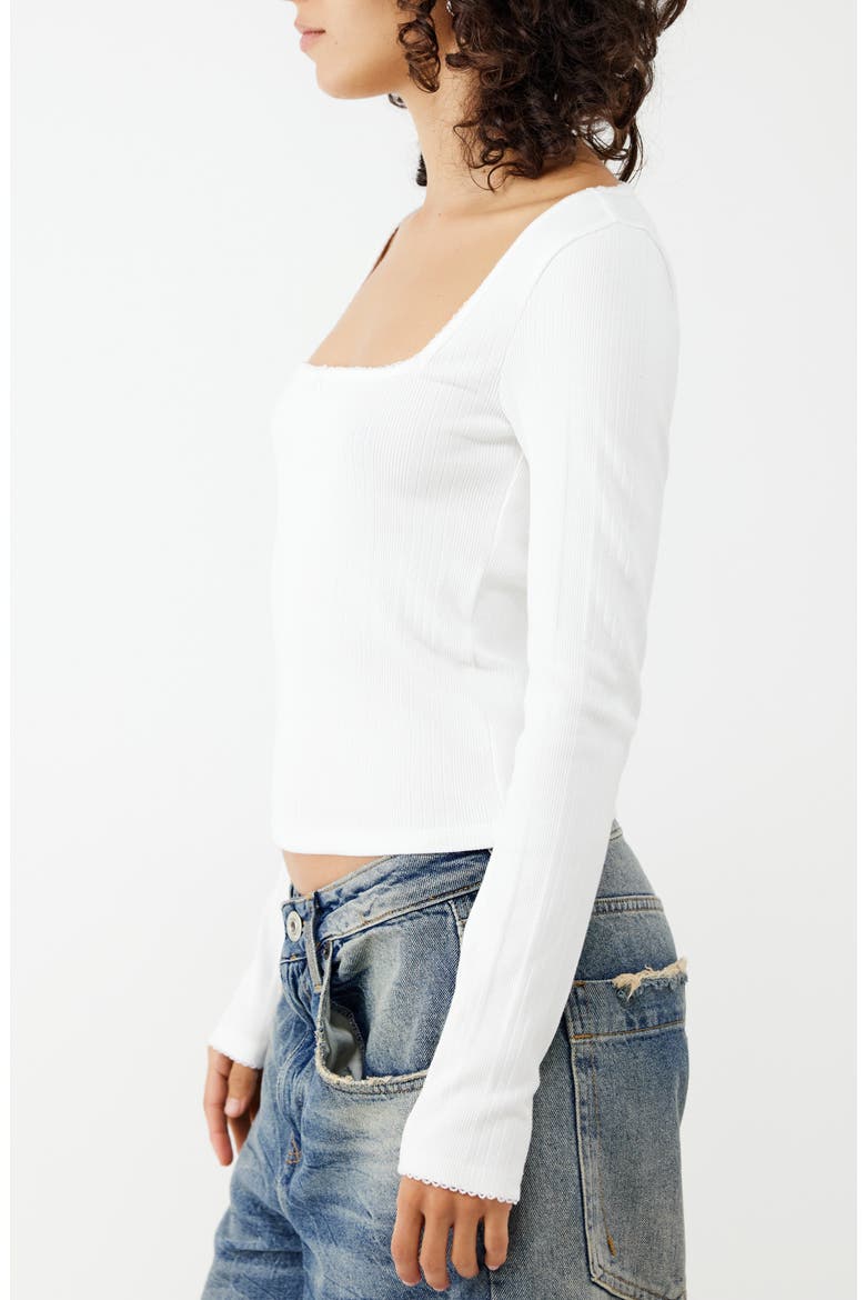 Olivia Picot Trim Rib Top, Alternate, color, WHITE
