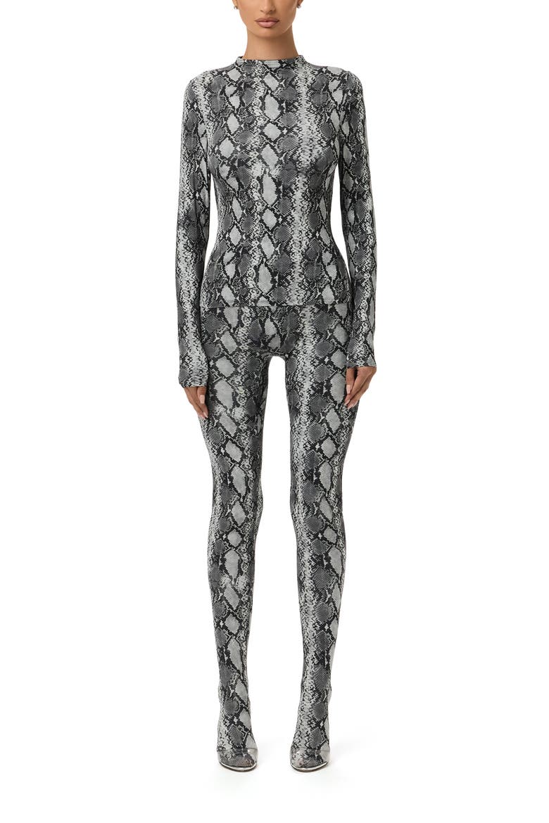 Print Turtleneck Top, Alternate, color, GREY SNAKESKIN