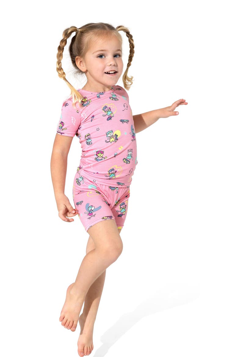 Skater Kitty Kids 2-Piece Short Sleeve & Shorts Pajama Set, Alternate, color, Skater Kitty