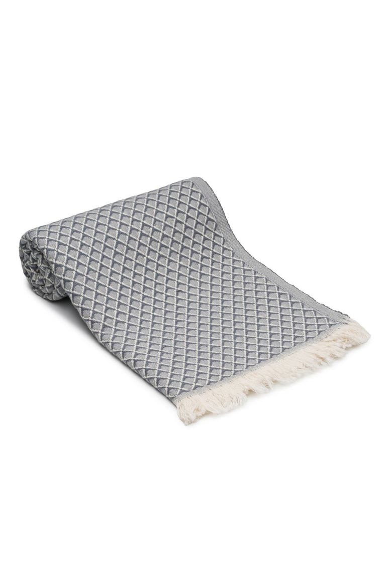 Serenity Grid Turkish Cotton Bath Towel, Main, color, Gray