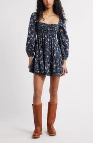 BP. Long Sleeve Fit & Flare Minidress