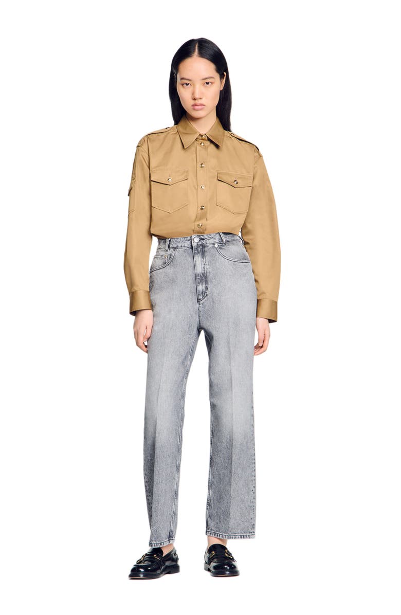 SANDRO Low-waisted straight-leg jeans, Alternate, color, 