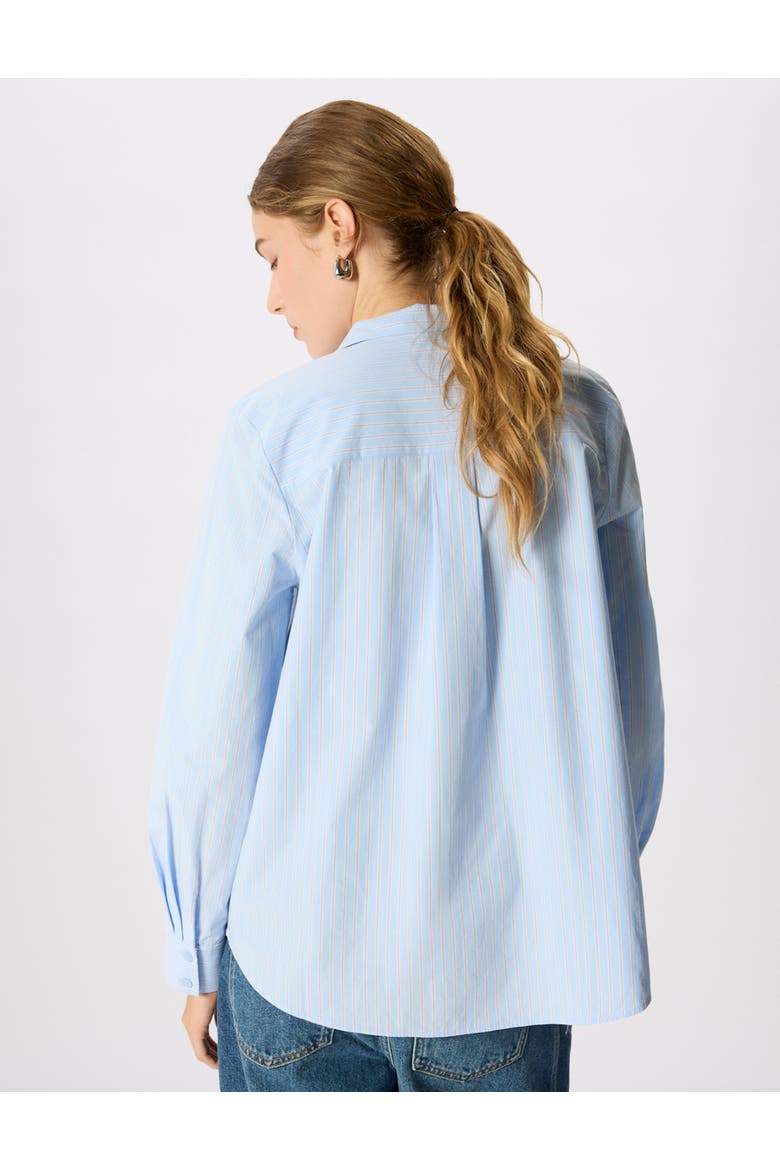 Cotton Scarf Detail Button Down Shirt, Alternate, color, Blue/Multi