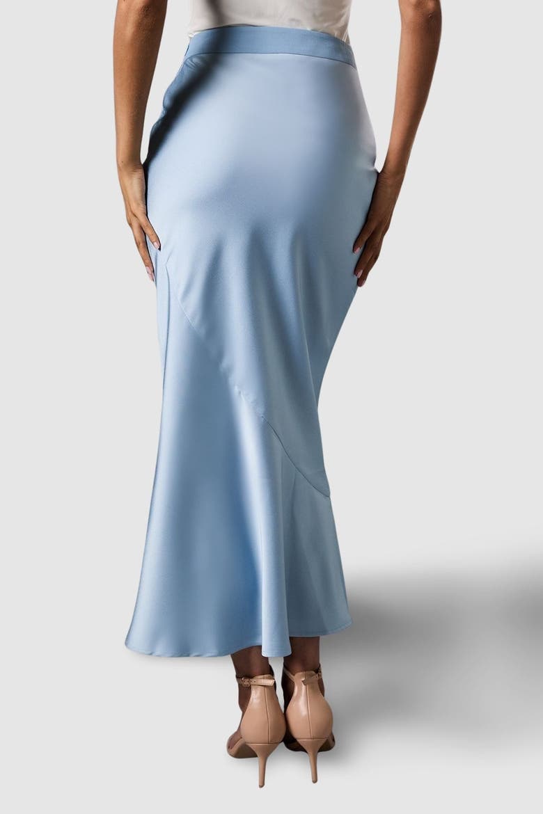 Satin Detail Fitted Skirt, Alternate, color, Dusty Blue