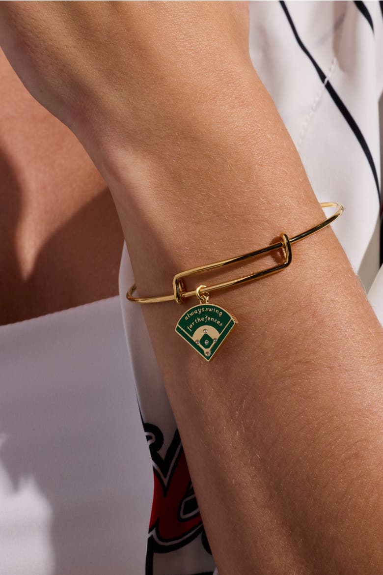 "Always Swing for the Fences" Charm Bangle, Alternate, color, Gold
