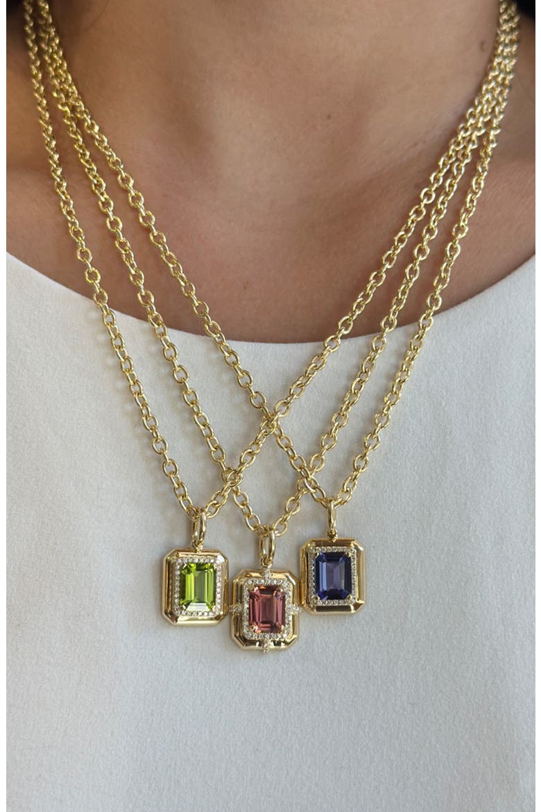 G-Classic Emerald Cut Pendant Necklace, Alternate, color, VIVID BLUE