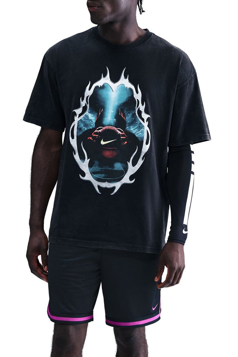 M90 Basketball Cotton T-Shirt, Main, color, BLACK