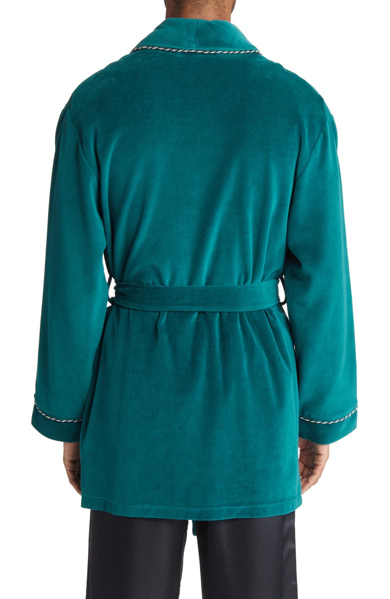 Majestic International Refinery Velour Smoking Jacket, Alternate, color, Green