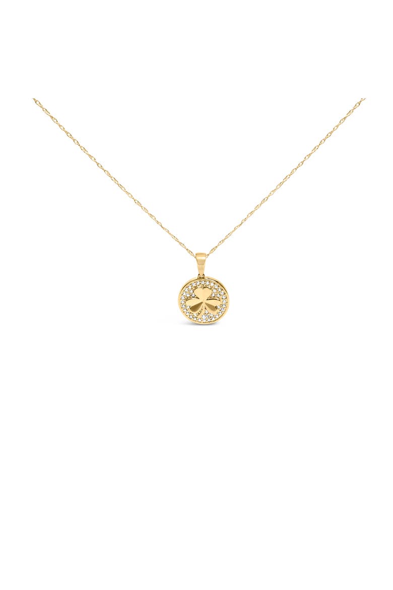 10K Yellow Gold 3 Leaf Clover 1/6 Cttw Diamond Pendant Necklace, Main, color, Yellow Gold