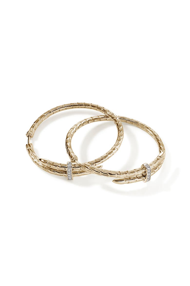 Spear Hoop Earrings, Gold, Diamonds, 40mm, Main, color, GOLD