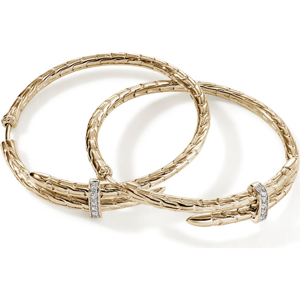 John Hardy Spear Diamond Bypass Hoop Earrings In Gold