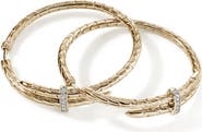 John Hardy Spear Hoop Earrings, Gold, Diamonds, 40mm