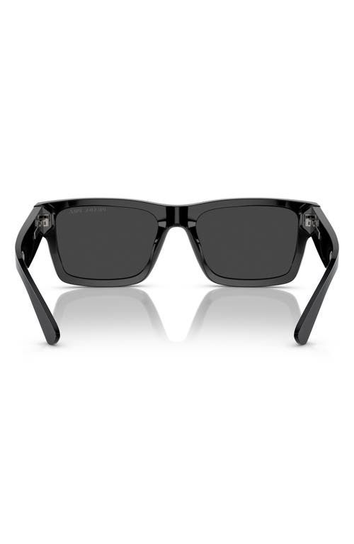 Prada 53mm Rectangular Polarized Sunglasses In Matte Black