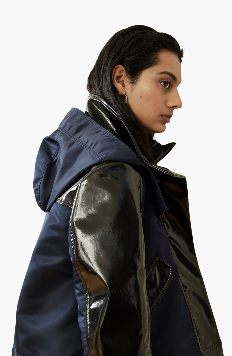 CAALO Water-Resistant Convertible Sustainable Raincoat, Alternate, color, Navy