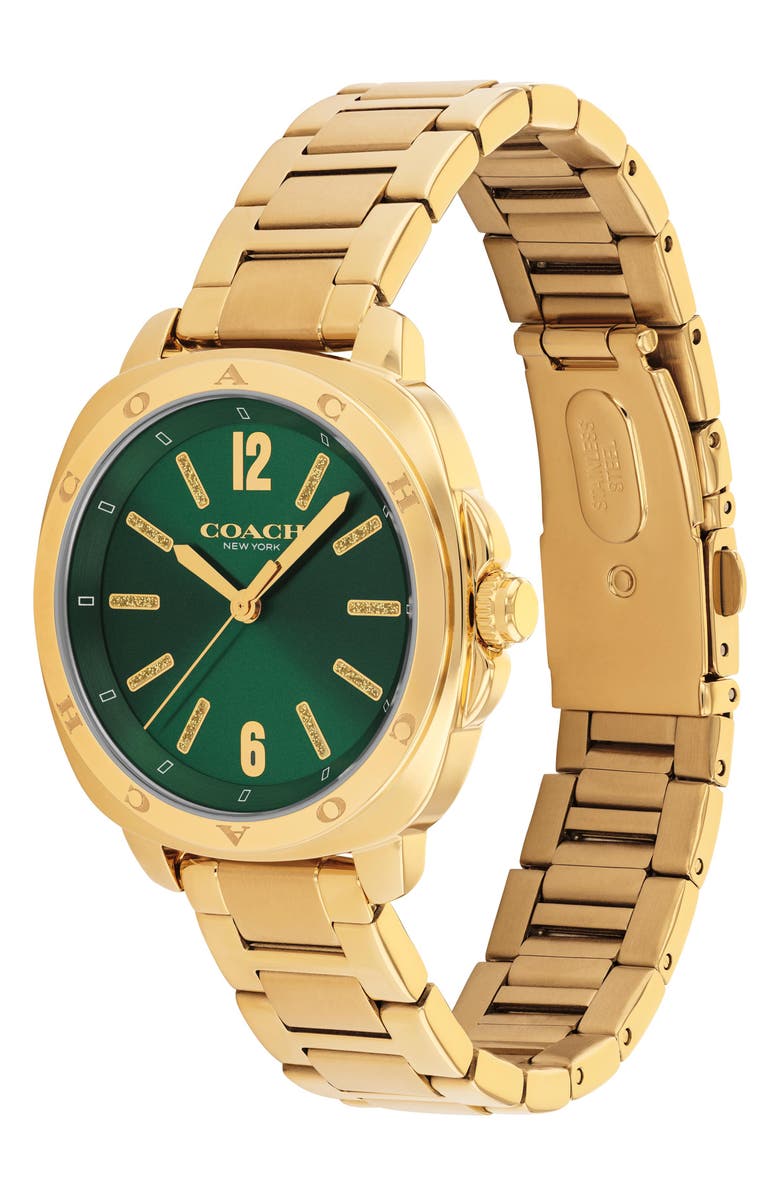 COACH Kitt Bracelet Watch, 34mm, Alternate, color, Gold/ Green