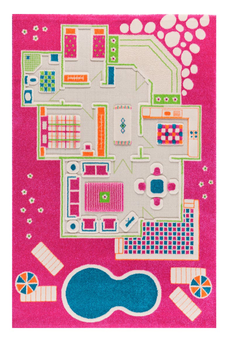 LUCA AND CO Playhouse Play Rug, Main, color, PINK