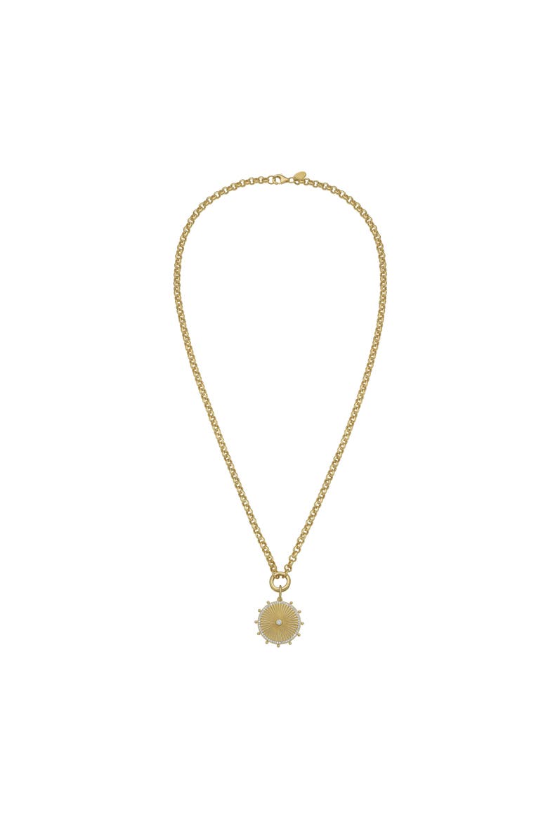 14K Gold Cassandane Small Sun Medallion Rolo Necklace, Main, color, GOLD