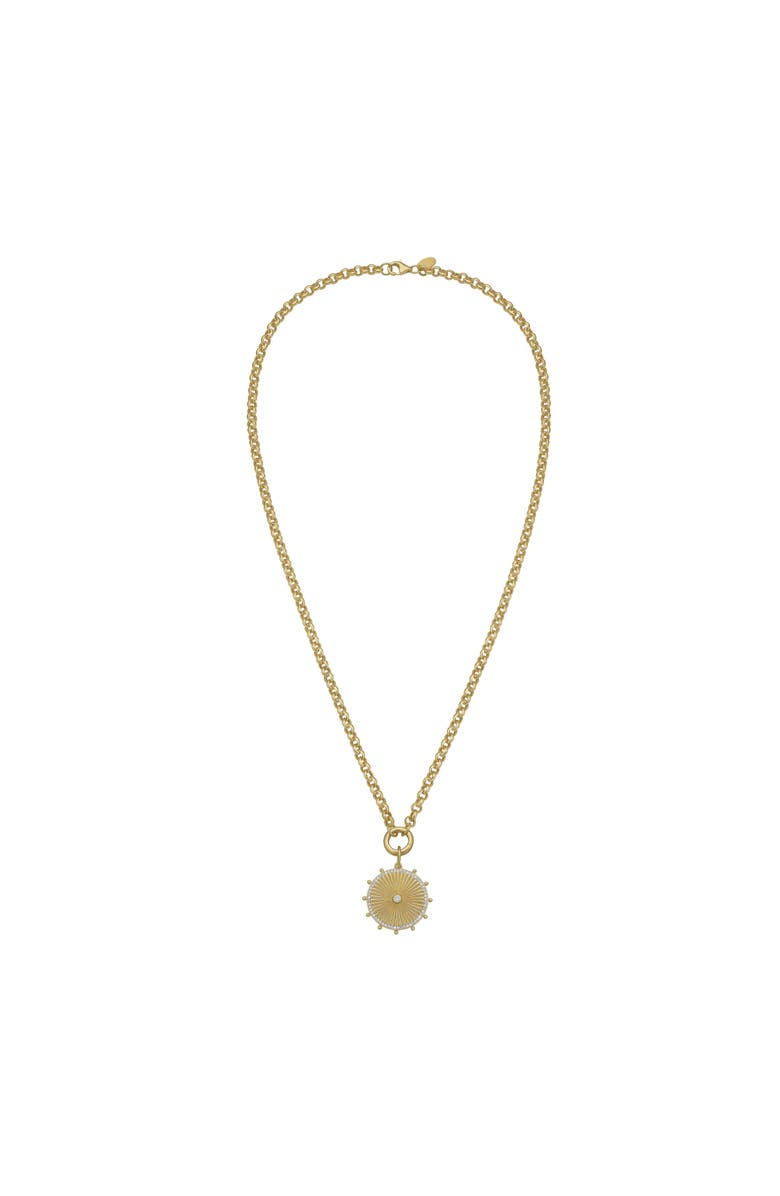 Lionheart 14K Gold Cassandane Small Sun Medallion Rolo Necklace, Main, color, Gold