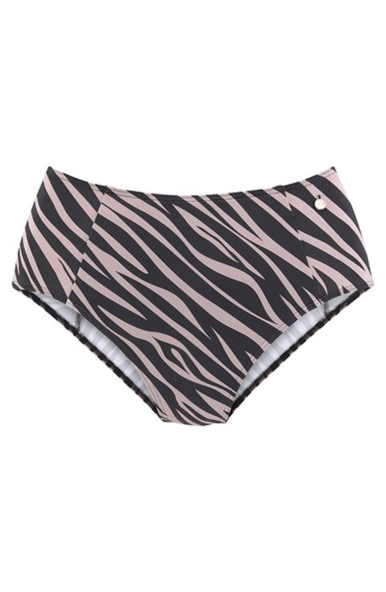 LASCANA Animal Print High Waist Bikini Bottom, Alternate, color, Black Printed