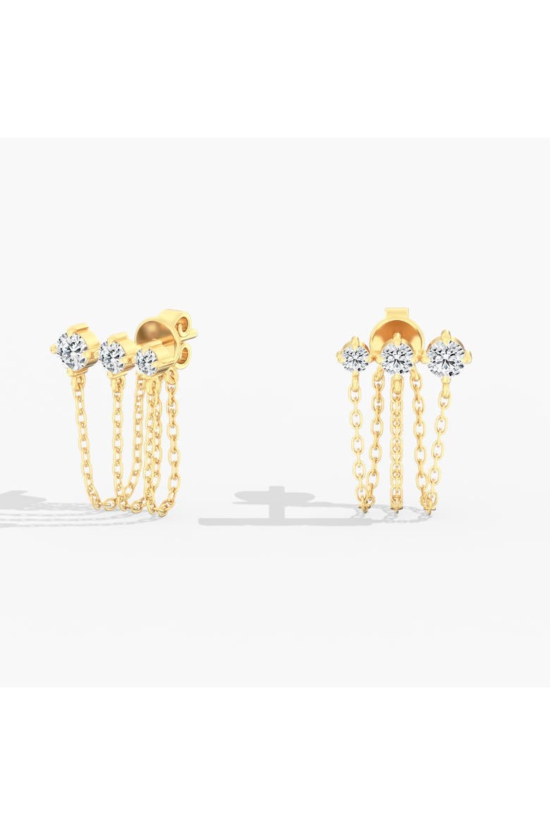 Starlight Triple Chain Stud Lab Diamond Earrings in 14K Gold, Main, color, Yellow Gold
