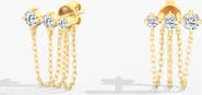 Everlee Starlight Triple Chain Stud Lab Diamond Earrings in 14K Gold