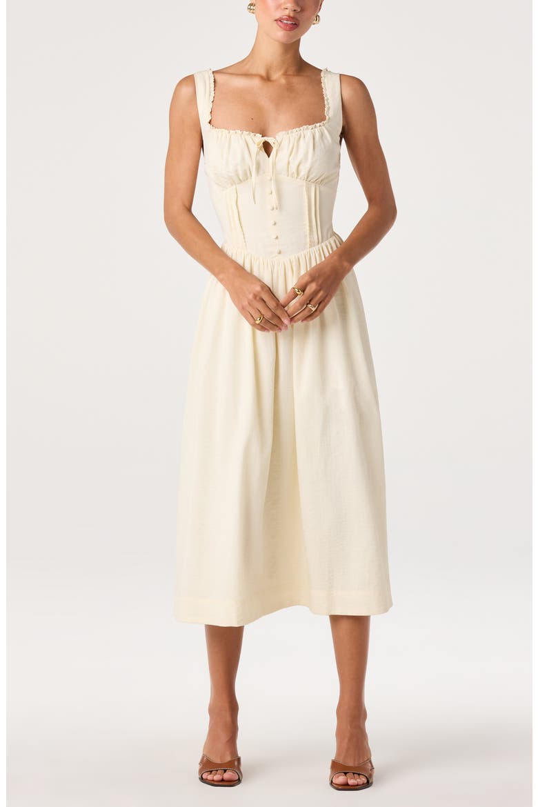 Sahana Corset Midi Dress, Alternate, color, BUTTERCREAM