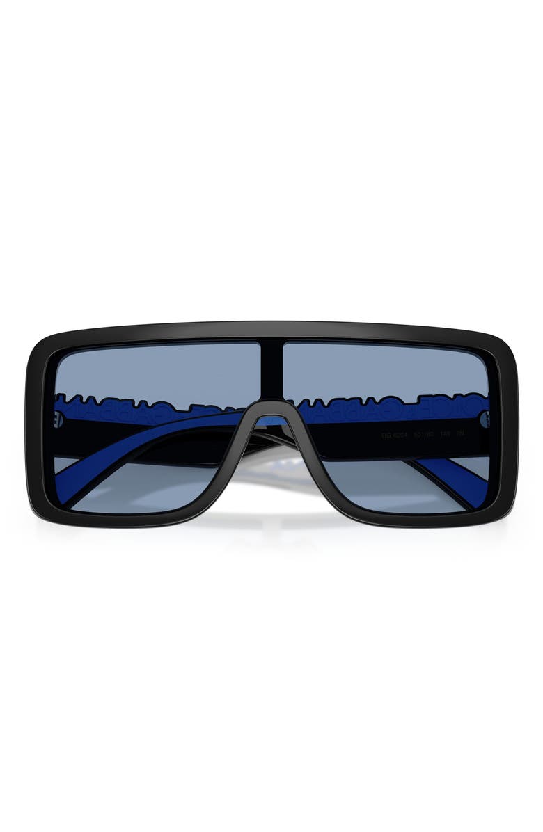 Dolce&Gabbana 134mm Rectangular Shield Sunglasses, Alternate, color, Black / Blue