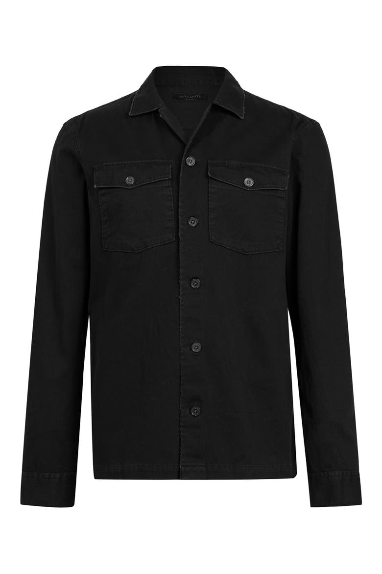 Spotter Cotton Denim Button-Up Shirt Jacket, Alternate, color, BLACK