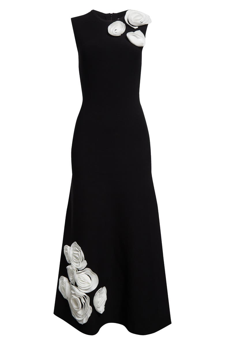 Lela Rose Rosette Embellished Sleeveless Milano Knit Dress, Alternate, color, 