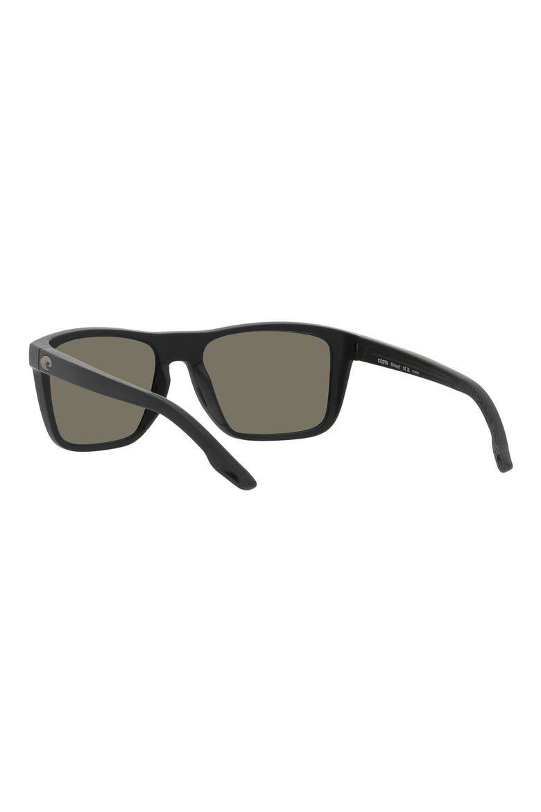 Mainsail 55mm Mirrored Polarized Rectangular Sunglasses, Alternate, color, MATTE BLACK
