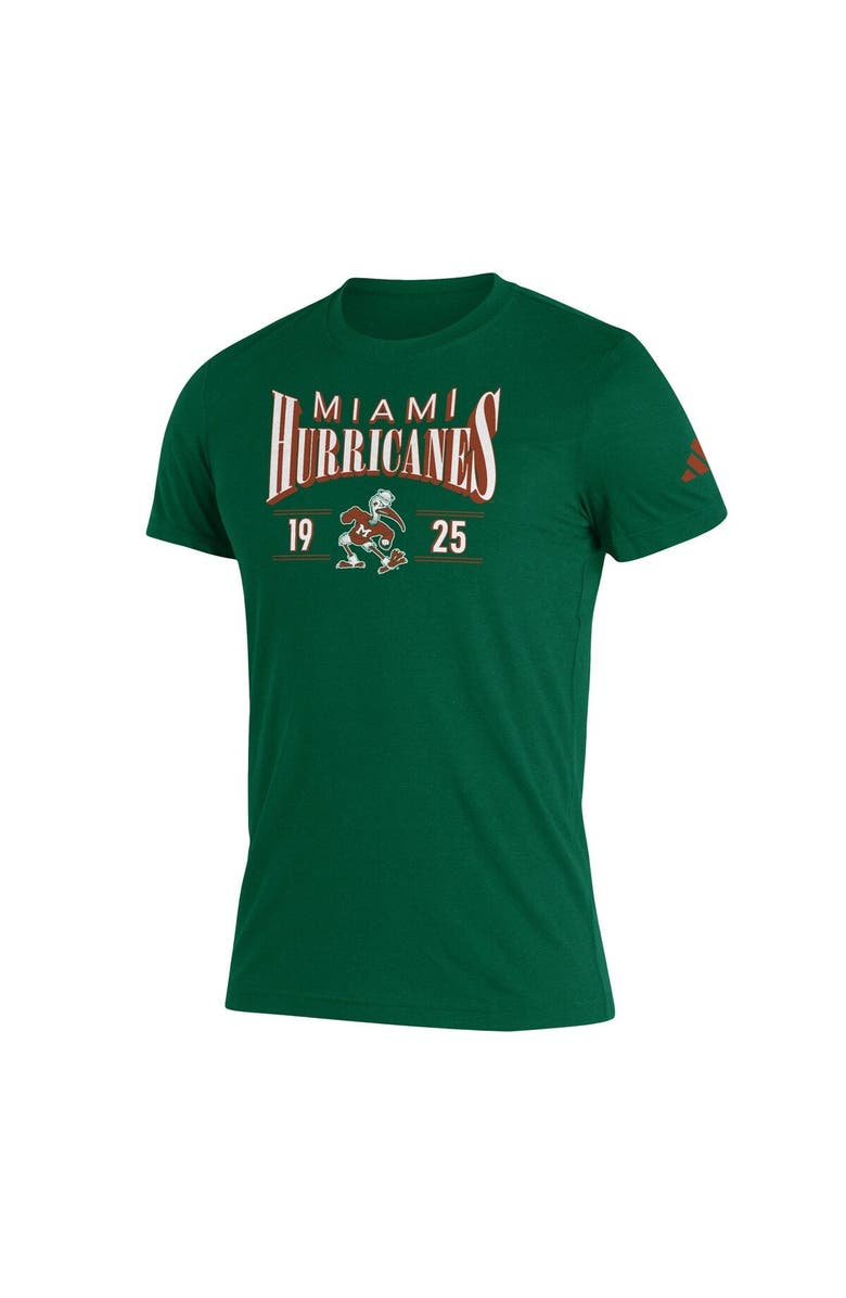 adidas Men's adidas Green Miami Hurricanes Along The Shadow Tri-Blend T-Shirt, Alternate, color, Green