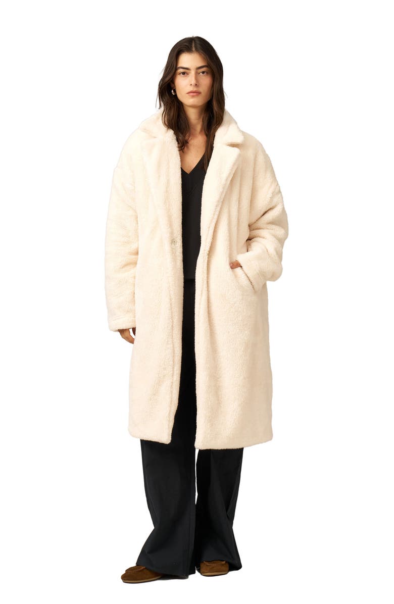 Gottex Beach Life The Long Fleece Lounge Coat, Main, color, Ivory