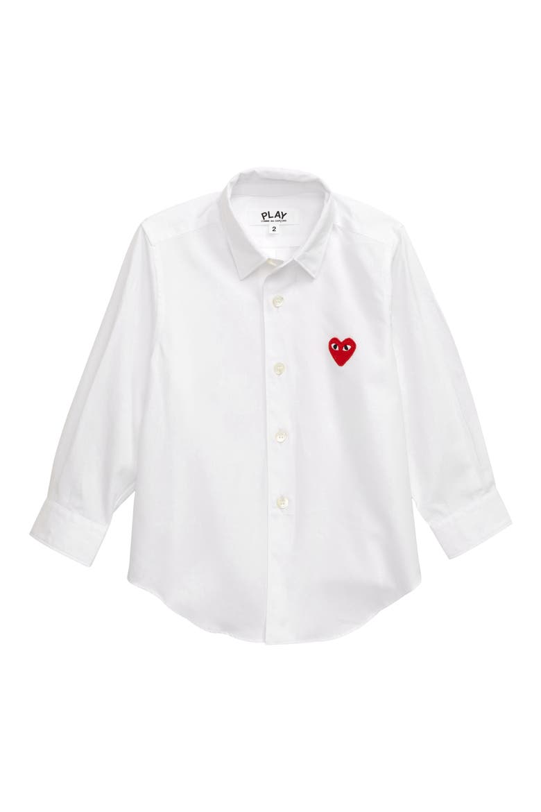 Heart Appliqué Dress Shirt, Main, color, WHITE