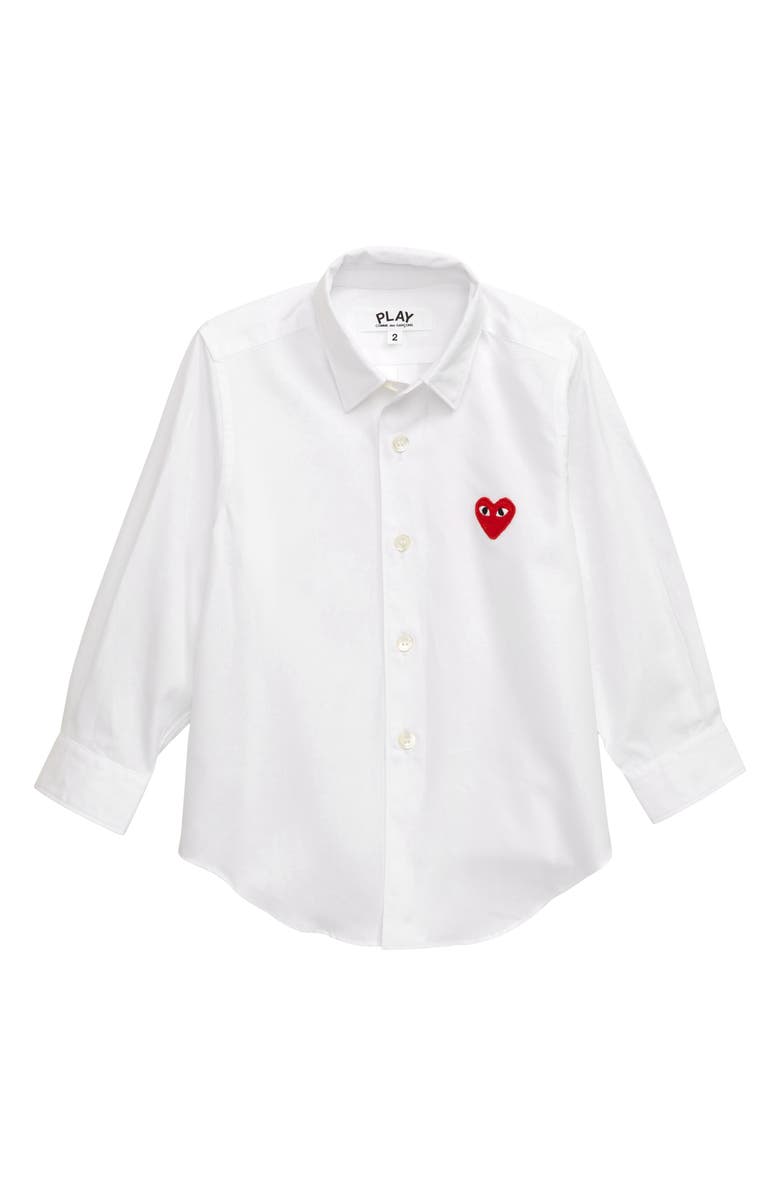 Comme des Garçons PLAY Heart Appliqué Dress Shirt, Main, color, 