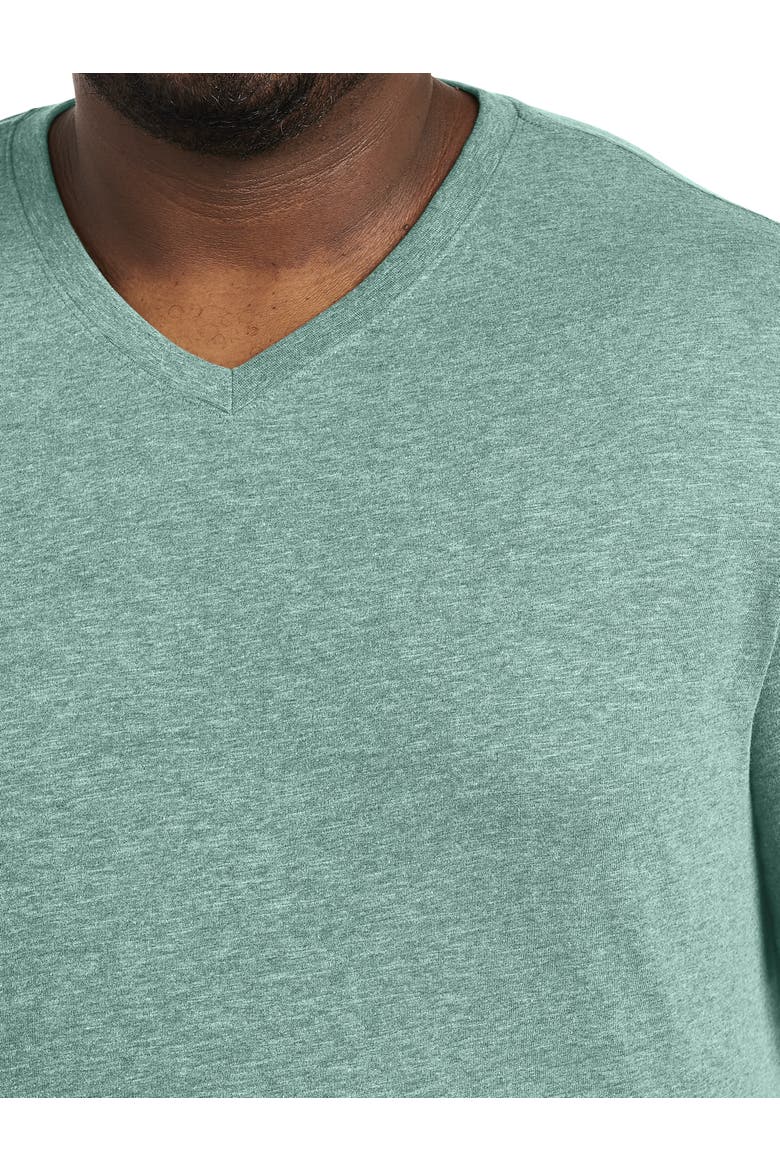 Big & Tall Slub Knit V-Neck T-Shirt, Alternate, color, POOL GREEN HEATHER
