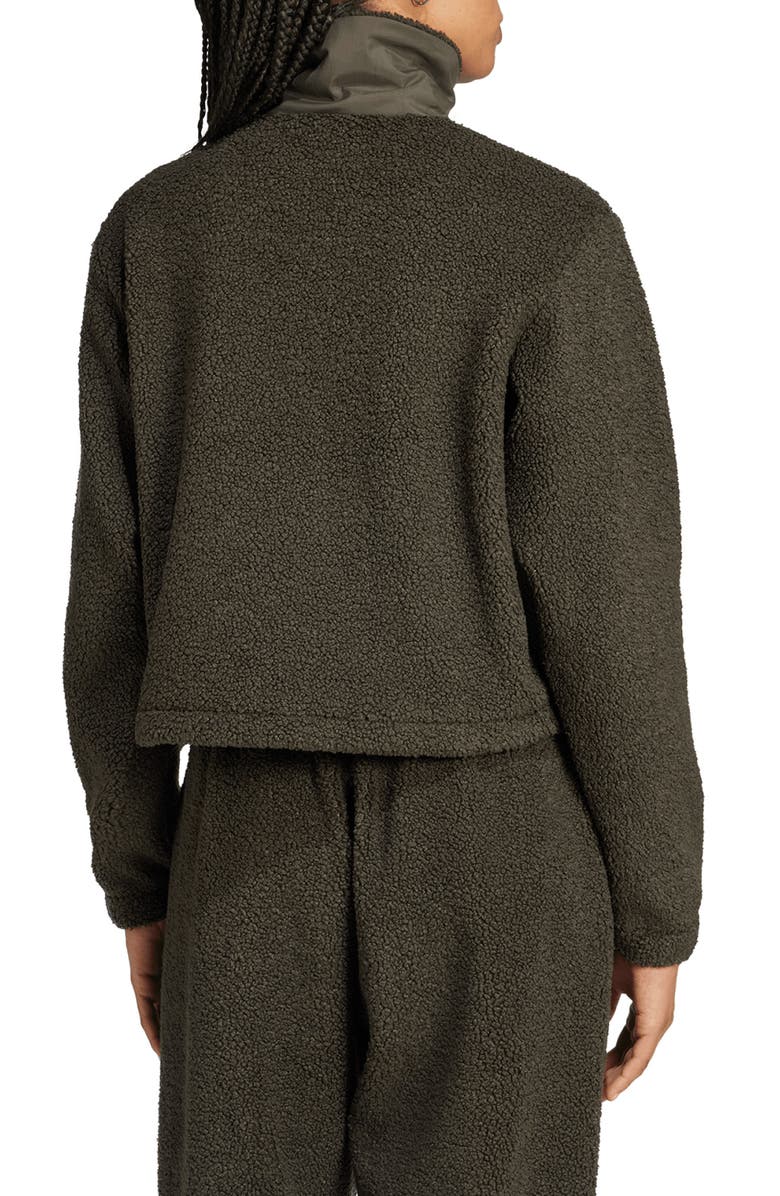adidas Originals Half Zip Recycled Polyester Teddy Fleece Sweatshirt, Alternate, color, Shadow Olive