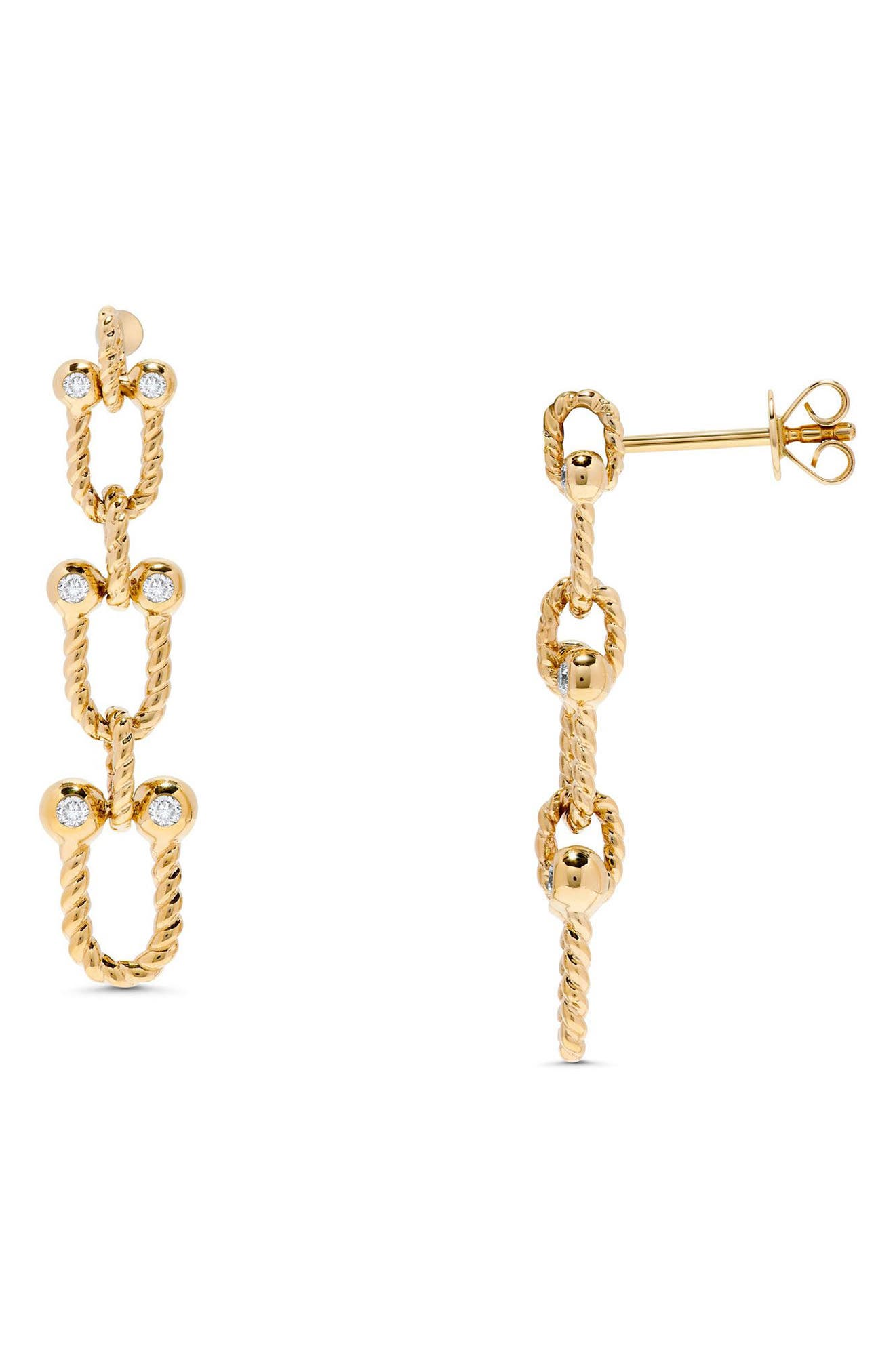 H.J. Namdar Rope Horseshoe Bezel Diamond Drop Earrings - 0.19ct.