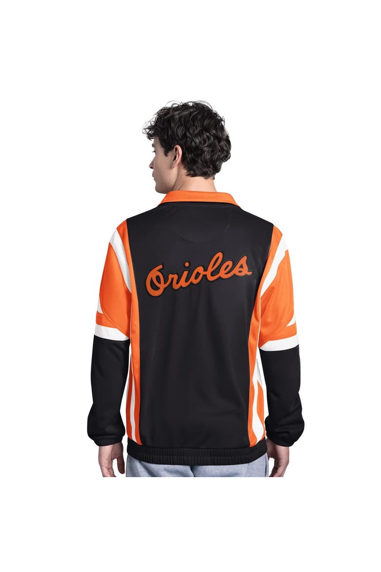 Men's Starter Black/Orange Baltimore Orioles Contender Tricot Full-Zip Track Jacket, Alternate, color, Black