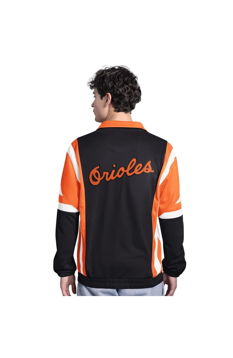 STARTER Men's Starter Black/Orange Baltimore Orioles Contender Tricot Full-Zip Track Jacket, Alternate, color, Black