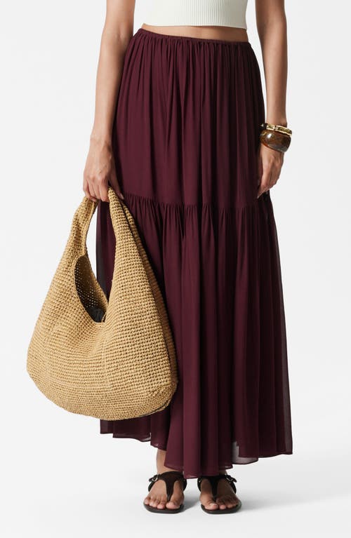 & Other Stories Tiered Chiffon Maxi Skirt In Burgundy