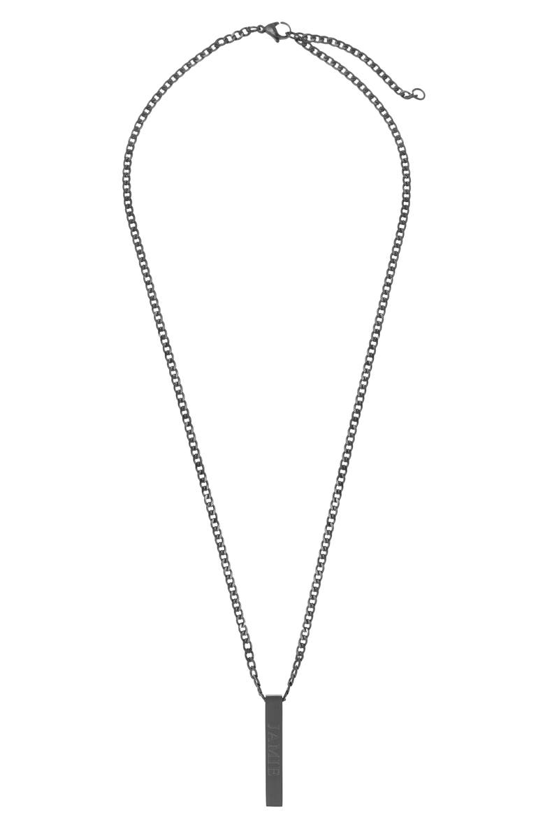 Brook and York Men's Engravable Stainless Steel Necklace, Main, color, Black