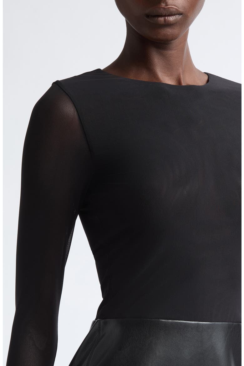 Sydney Faux Leather Minidress, Alternate, color, BLACK